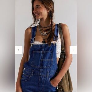Free People Brand Women's Blue Denim Overalls